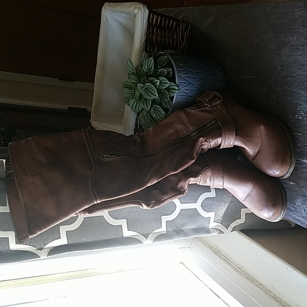 Brown thigh high boots